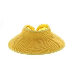 Boardwalk Style Women’s Sun Visor Wide Brim Yellow Woven Adjustable 50 UPF NWT